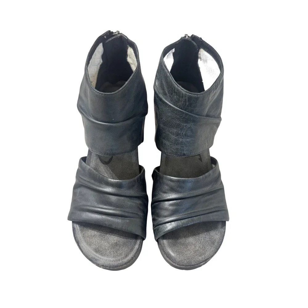 OTBT Patchouli Heeled Sandals‎ Women 9M Black Excellent Leather Open Toe Cutout